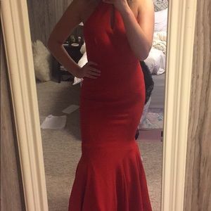 Red mermaid prom dress